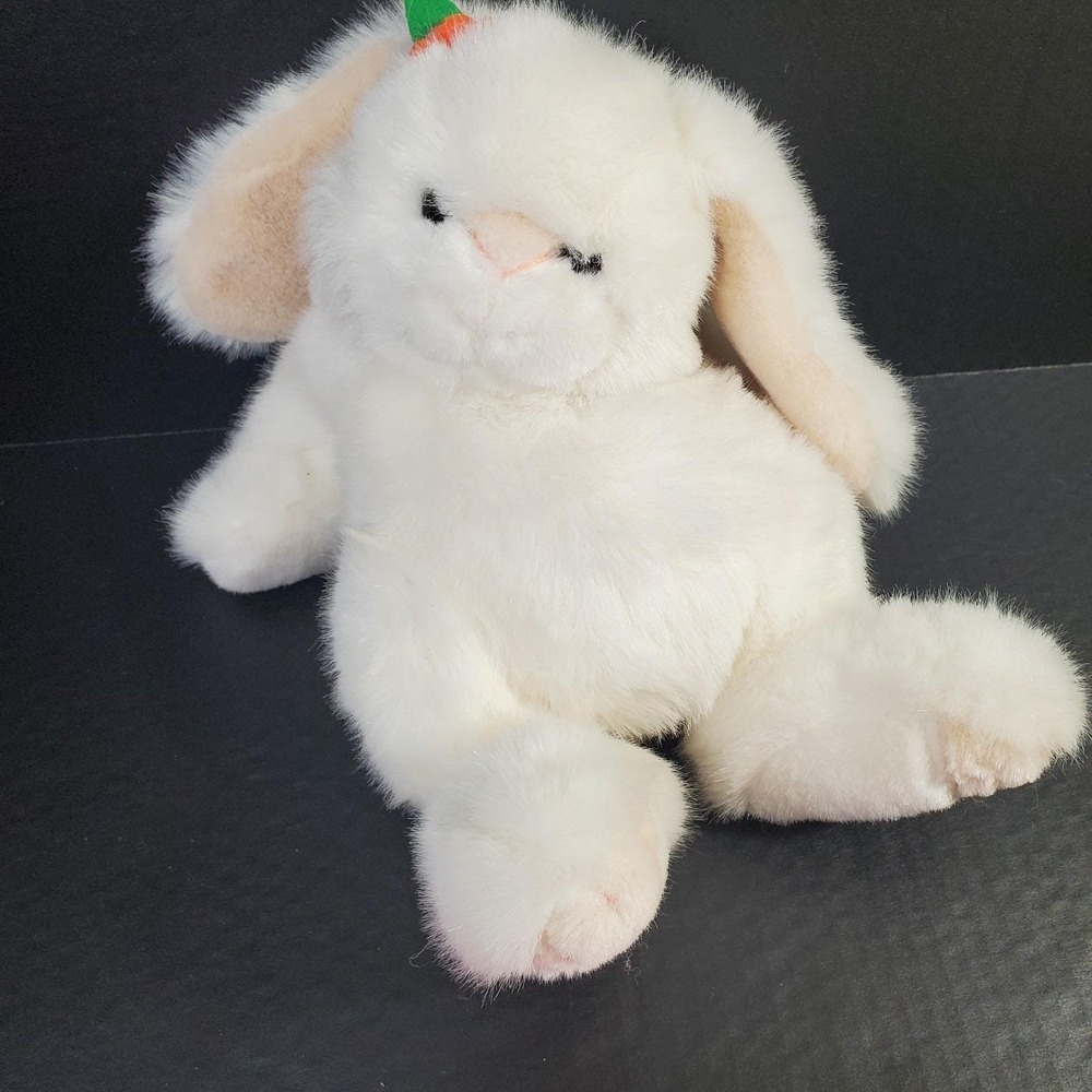 Vintage Lounging White Bunny Rabbit Plush 12" Stuffed Animal Made in Korea